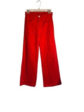 Queenwin woman’s red pinkish wide leg baggy loose jeans S